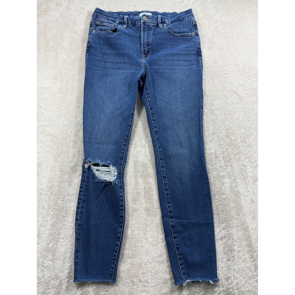 Good American Womens Good Legs Crop Distressed Skinny Jeans 8/29 Meas: 28x26